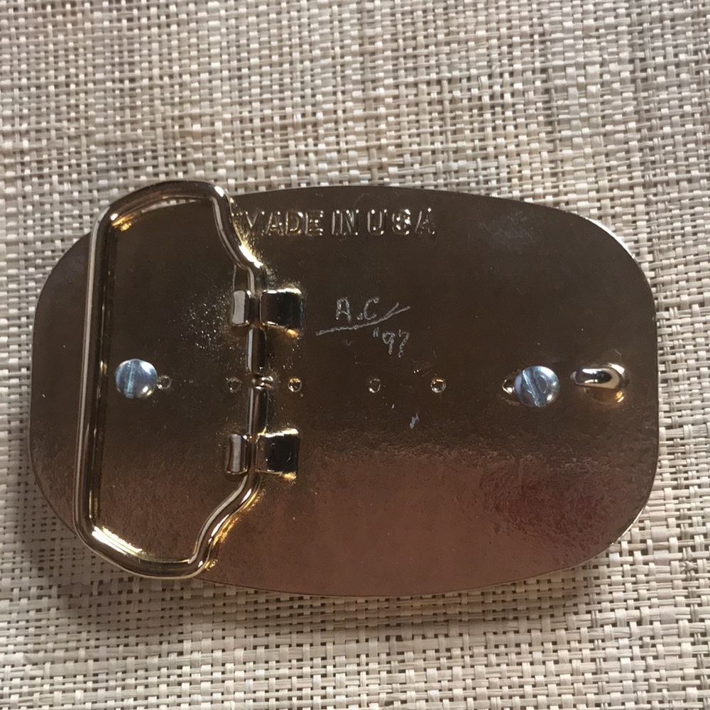 Boucle de ceinture vintage Kitchell Contractors Made in USA Industrial Work Wear Construction Company en métal argenté 3,3 - France